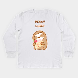 Very Sweet Strawberry Shortcake Sloth Kids Long Sleeve T-Shirt